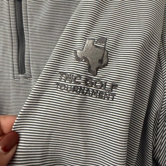 Peter Millar Gray Striped 1/4 Zip Embroidered Logo Pullover Sweater Mens 2XL - Picture 2 of 7